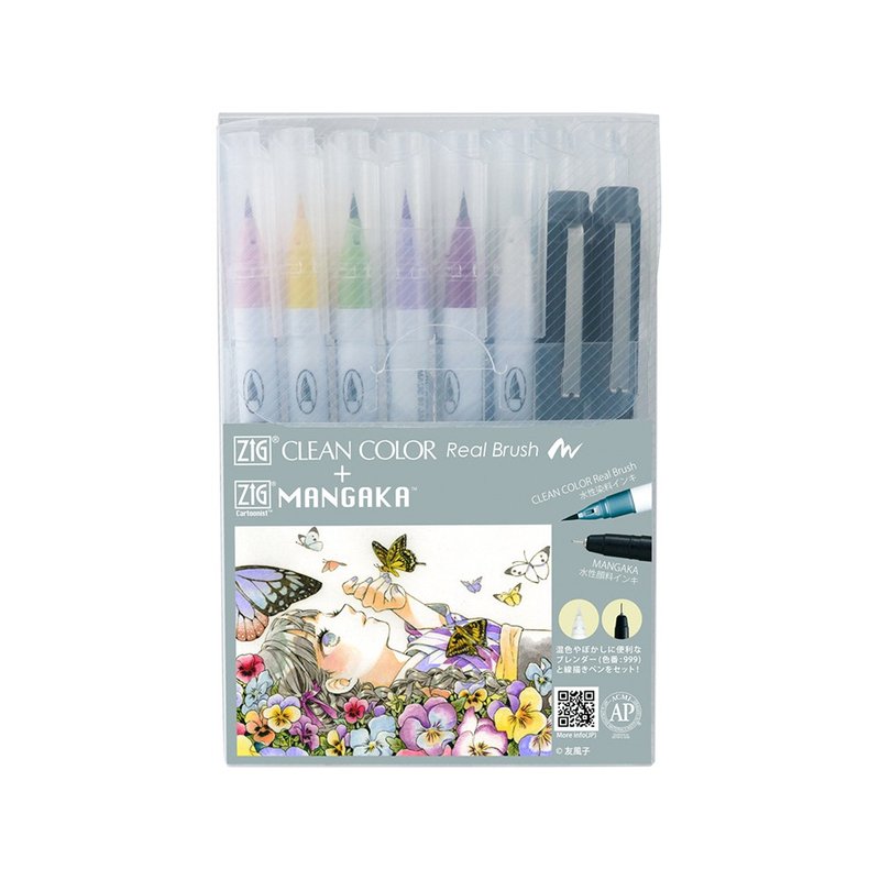 [Kuretake Japanese Kuretake] ZIG Painting Brush + Needle Pen 24 Colors Group Friend Fengzi Collaboration - อุปกรณ์เขียนอื่นๆ - วัสดุอื่นๆ หลากหลายสี