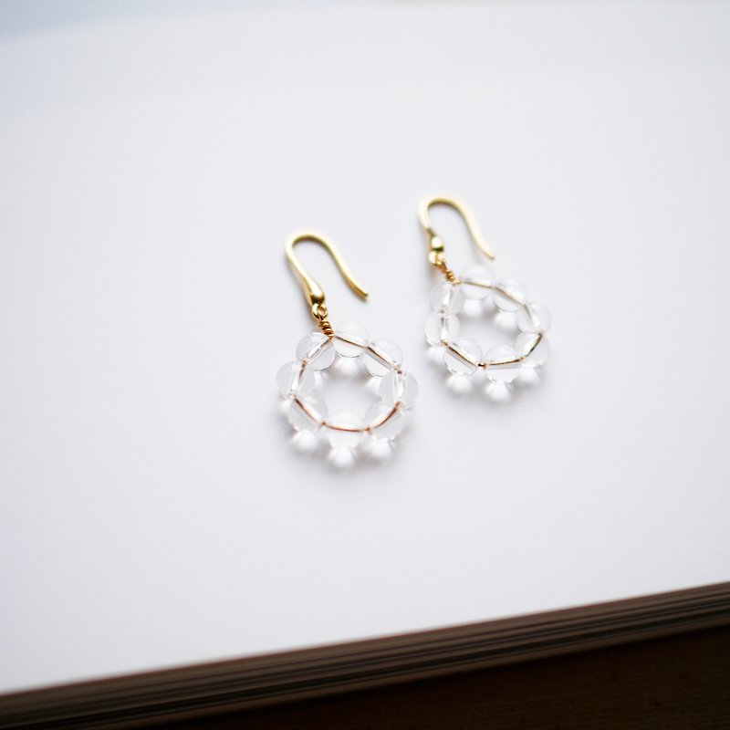 【透明的心】黃銅鍍金耳環 - 耳環/耳夾 - 珍珠 透明