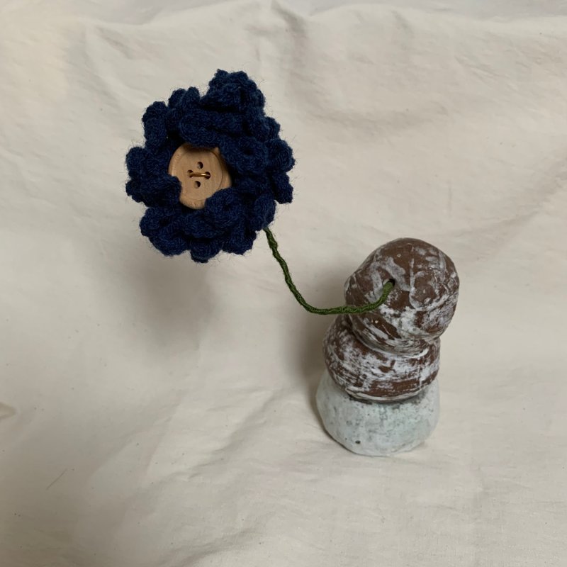 Knitted flower [Navy blue] - Items for Display - Polyester Blue