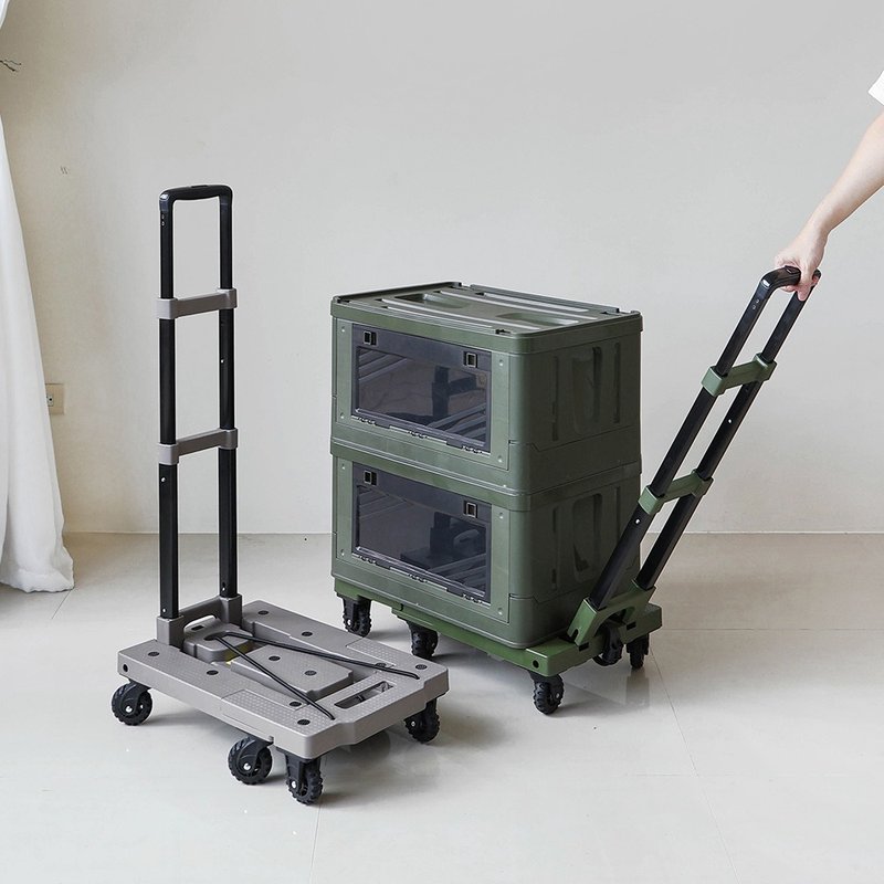 Tank wheel folding trolley, Khaki military green available in two colors, diagonal pull flat trolley - Other - Other Metals Multicolor