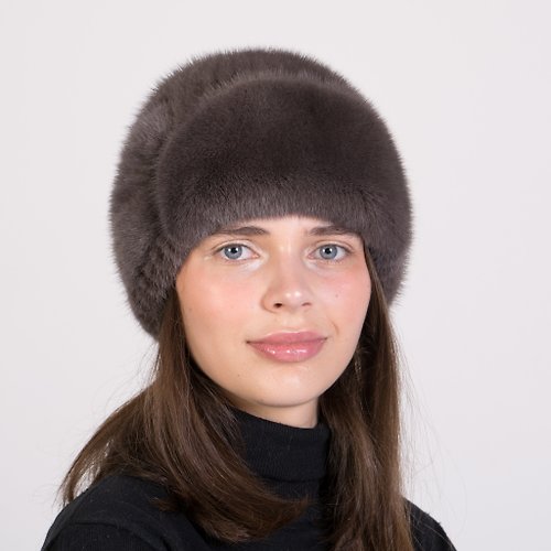 FurStyleUA Women's Real Fur Elegant Mink Hat and Soft Mink Fur Beanie for Lady