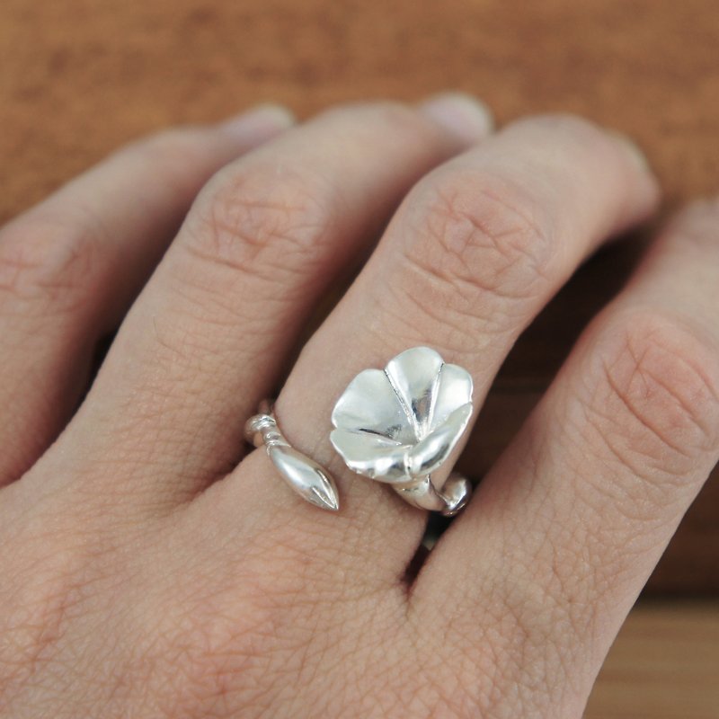[Half Muguang] Saddle Vine Flower Ring - General Rings - Sterling Silver Gray