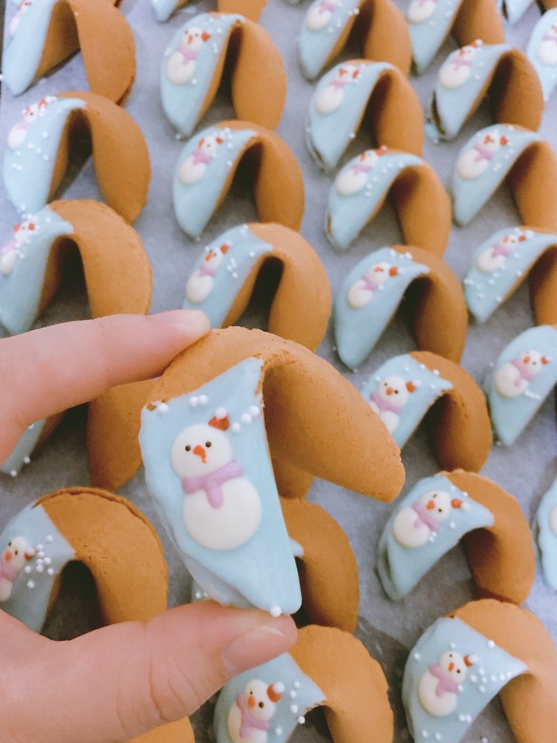 【聖誕雪人】幸運籤餅6入組 - 手工餅乾 - 新鮮食材 白色