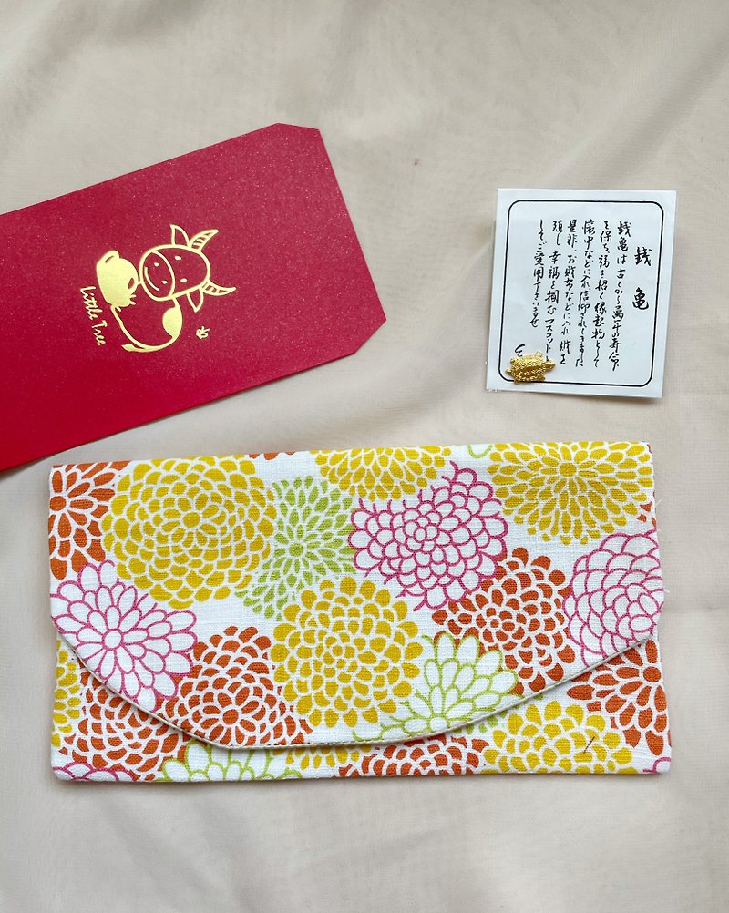 [Good day hand-made] Japanese style rich chrysanthemum. Red envelope bag/passbook bag/cash storage bag