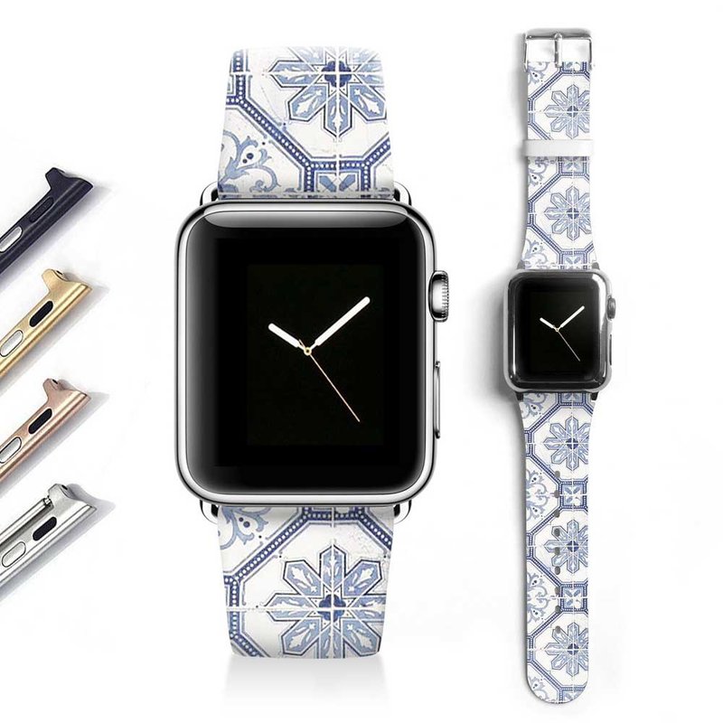 Apple watch band 真皮手錶帶不銹鋼手錶扣 38mm 42mm S004 - 錶帶 - 真皮 多色