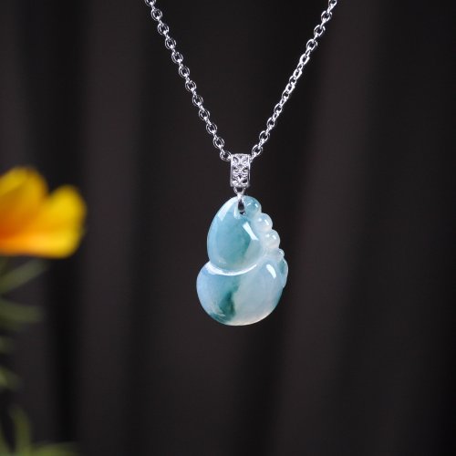 瓔珞珠寶盒 E.L.Jewelry Box 冰種飄花翡翠如意項鍊 18K金墜頭 | 天然緬甸玉翡翠A貨 | 送禮