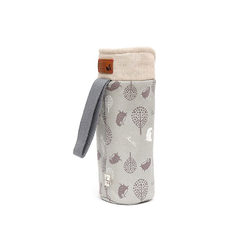 Sold Out] Pure Cotton Anti-collision Water Bottle Bag-Jungle Peekaboo (Moon Grey) Thermos/Beverage Bag - Beverage Holders & Bags - Cotton & Hemp Gray