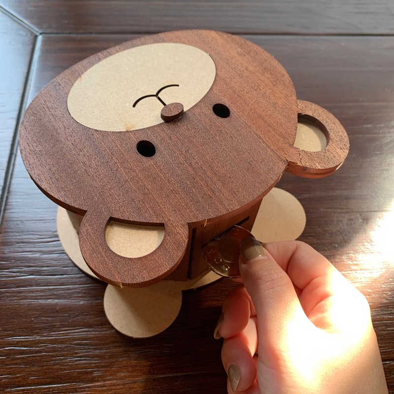 【手作DIY】熊會存 熊熊 存錢筒 手作DIY 禮物 - 木工/竹藝/紙雕 - 木頭 咖啡色