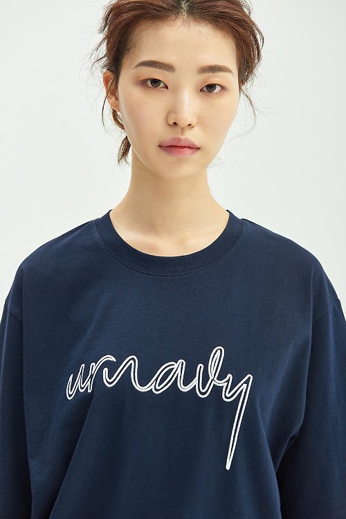URNAVY 經典寬鬆LOGO T-Shirt/ 深藍