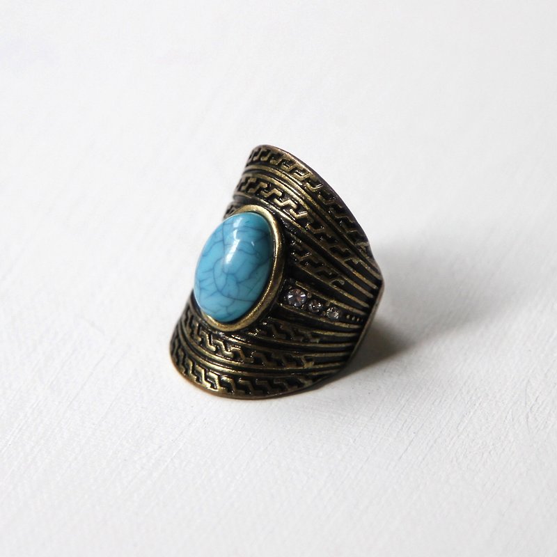 [Egg plant ancient] turquoise blue retro antique ring - General Rings - Other Metals Blue