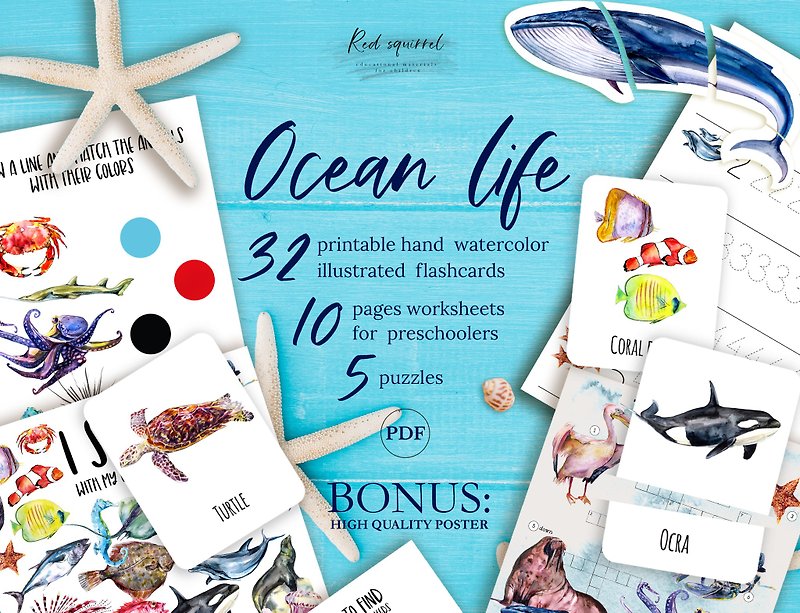 Printable Ocean life English Unit Pack FOR DIGITAL DOWNLOAD