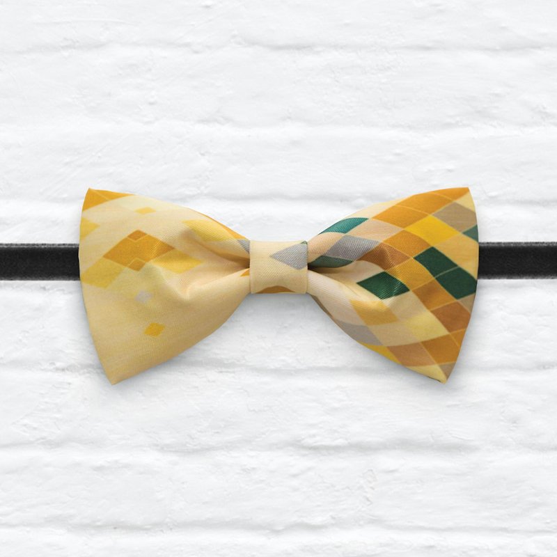 Style 0004   Yellow Argyle Bowtie - Modern Boys Bowtie, Toddler Bowtie Toddler Bow tie, Groomsmen bow tie, Pre Tied and Adjustable Novioshk - Chokers - Other Materials Yellow