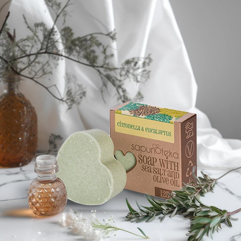 Imported from Eastern Europe | Sapunoteka Lemongrass & Eucalyptus Sea Salt Soap | Hard but not soft | Body Scrub Soap - Soap - Paper Khaki