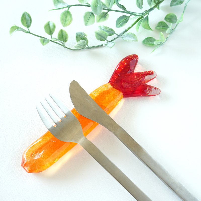 Tulip Cutlery Rest/Red, Orange - Chopsticks - Glass Orange