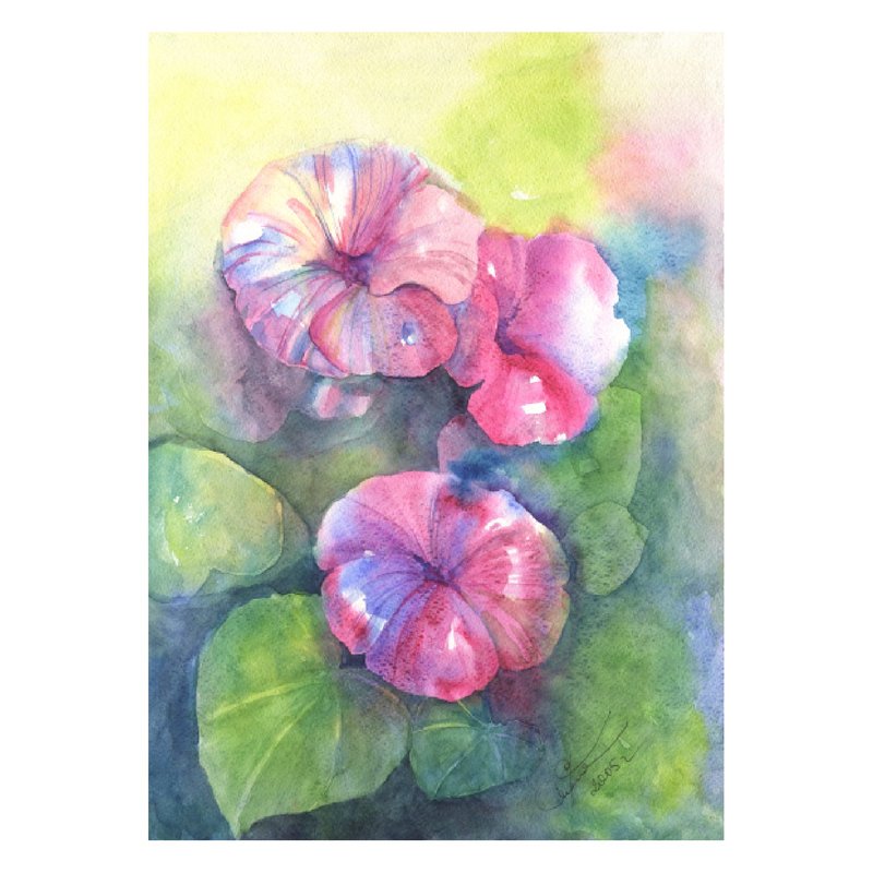 原創水彩畫現代繪畫精緻花卉藝術 37x27cm - 插畫/繪畫/寫字 - 紙 多色