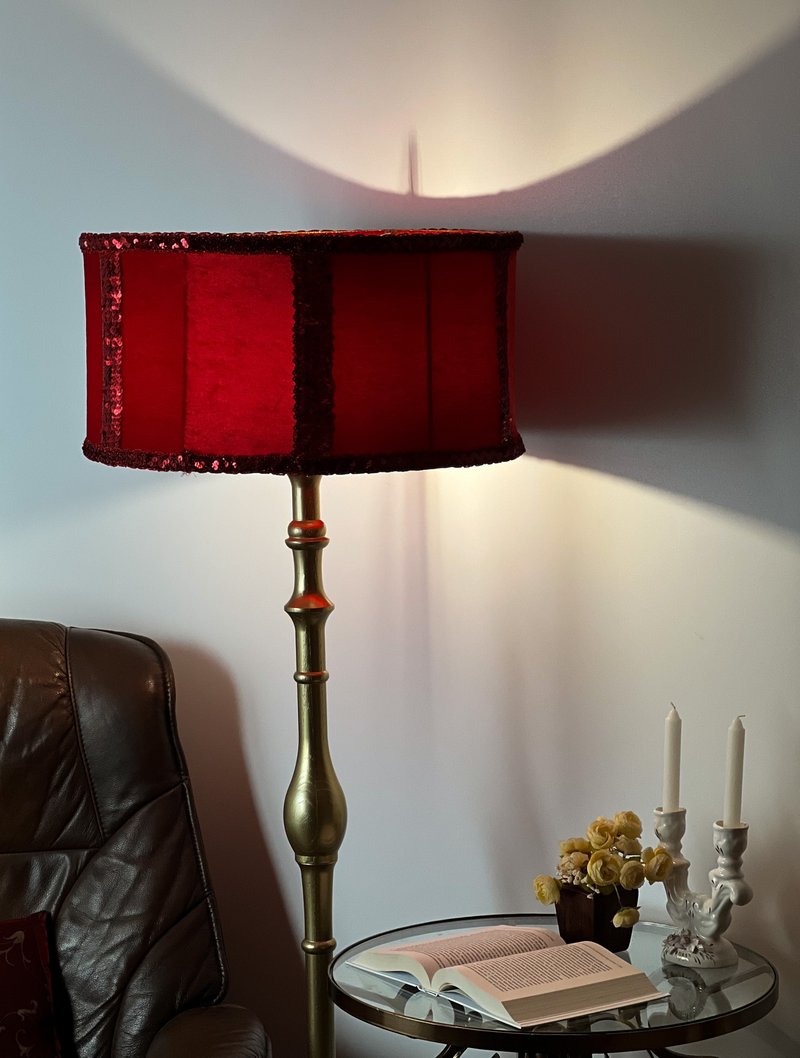 Victorian lampshade red velvet with sequins - Lighting - Other Materials Red