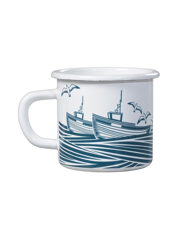 SUSS-英國進口Wild & Wolf設計海洋上的回家小船琺瑯馬克杯-現貨免運 - 咖啡杯/馬克杯 - 琺瑯 白色