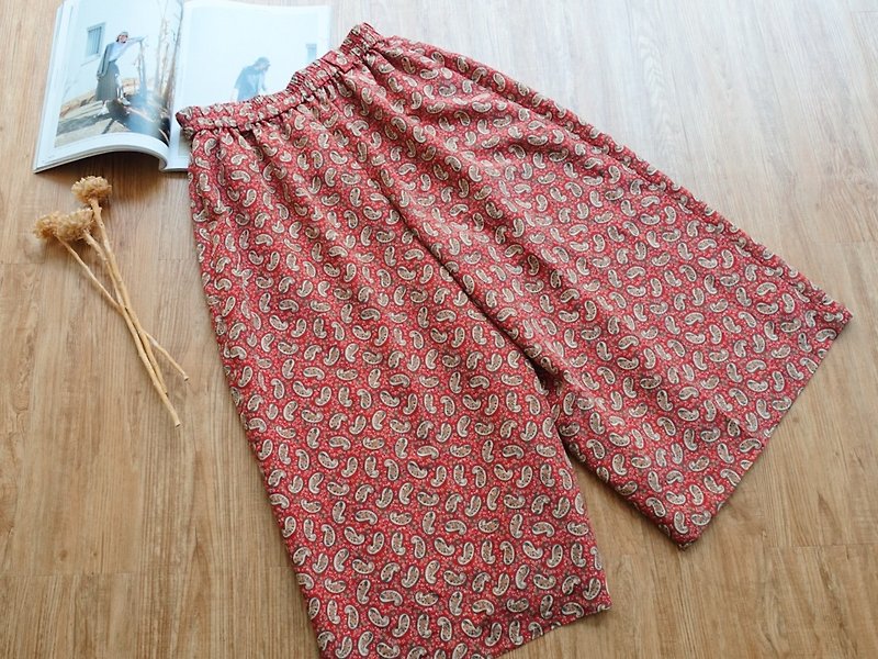 Vintage under / wide pants no.56 - กางเกงขายาว - วัสดุอื่นๆ สีแดง