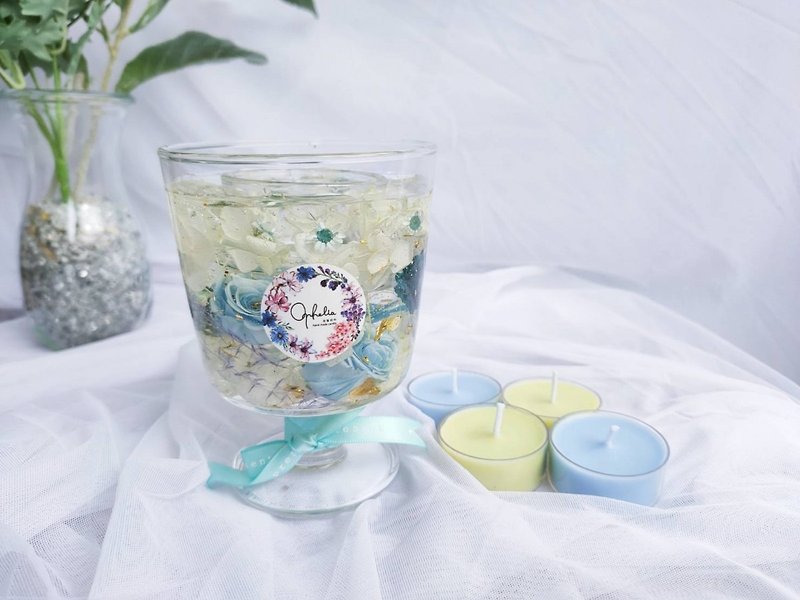 [Preferred gift] European floral candle holder (including one Wax) - light blue rose - Candles & Candle Holders - Wax 