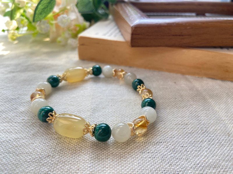 孔雀石/灰綠月光/瑪瑙/黃塔晶 天然石手鏈 - 手鍊/手環 - 水晶 多色