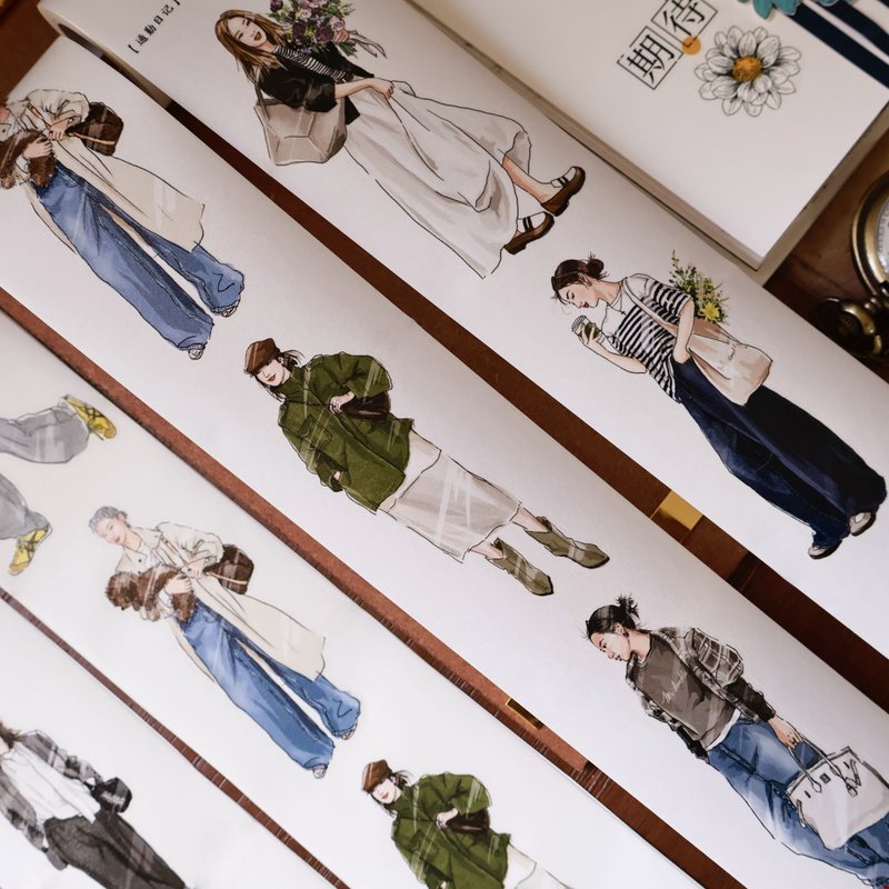 壹洱文創第14期新品現貨【通勤日記】都市女孩切模和紙膠帶素材 - 紙膠帶/和紙/PET - 其他材質 銀色