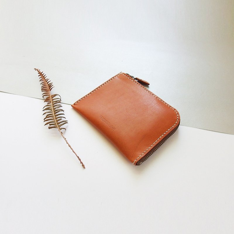 L-Zipper leather wallet-Air-purse - กระเป๋าสตางค์ - หนังแท้ สีนำ้ตาล