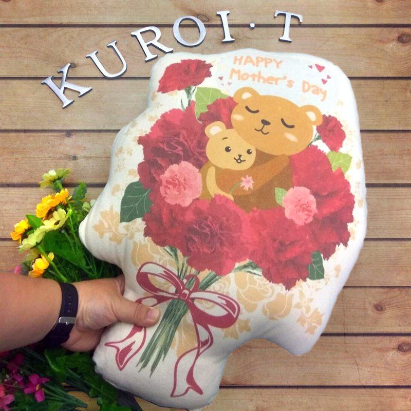 [Xiong Ai You Kang Nai Xin pillow] Mother's Day - thanks to Mommy / send a bunch of flowers to the mother to his wife when the gift shape pillow - ของวางตกแต่ง - ผ้าฝ้าย/ผ้าลินิน 