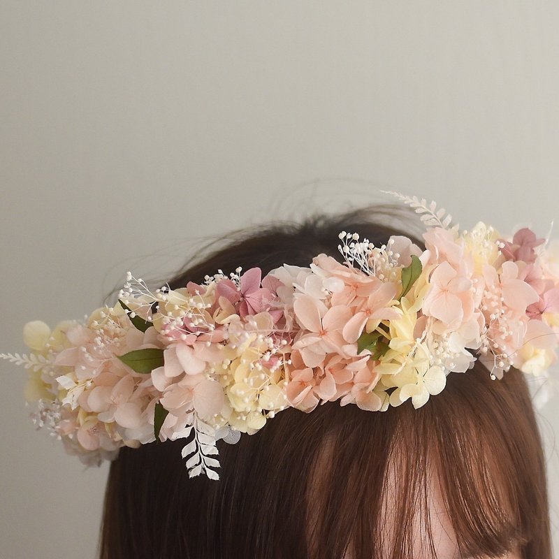 /婚禮/新娘花童頭冠  (提供頭圍)(主花玫瑰須加購 請訊息討論) - 乾花/永生花 - 植物．花 粉紅色
