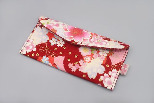 Pink Ann 平安 平安紅包-繽紛櫻花 日本燙金布,紅包袋,收納,手機,現金,小經書