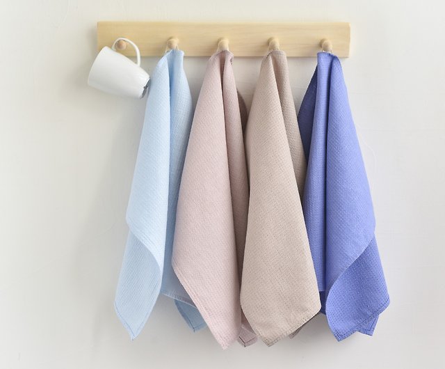 Kitchen Dish Towels Cotton Linen Organic Waffle Towel Absorbent Hanging  Loop
