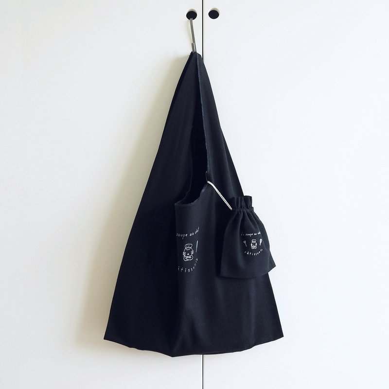 cat soup shopping bag set : black - 其他 - 棉．麻 黑色