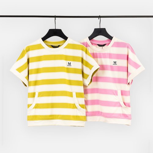MEDUSA LADY 【MEDUSA】臺灣製羅紋感落肩口袋T恤-2色(M-XL) | 女休閒上衣 短T