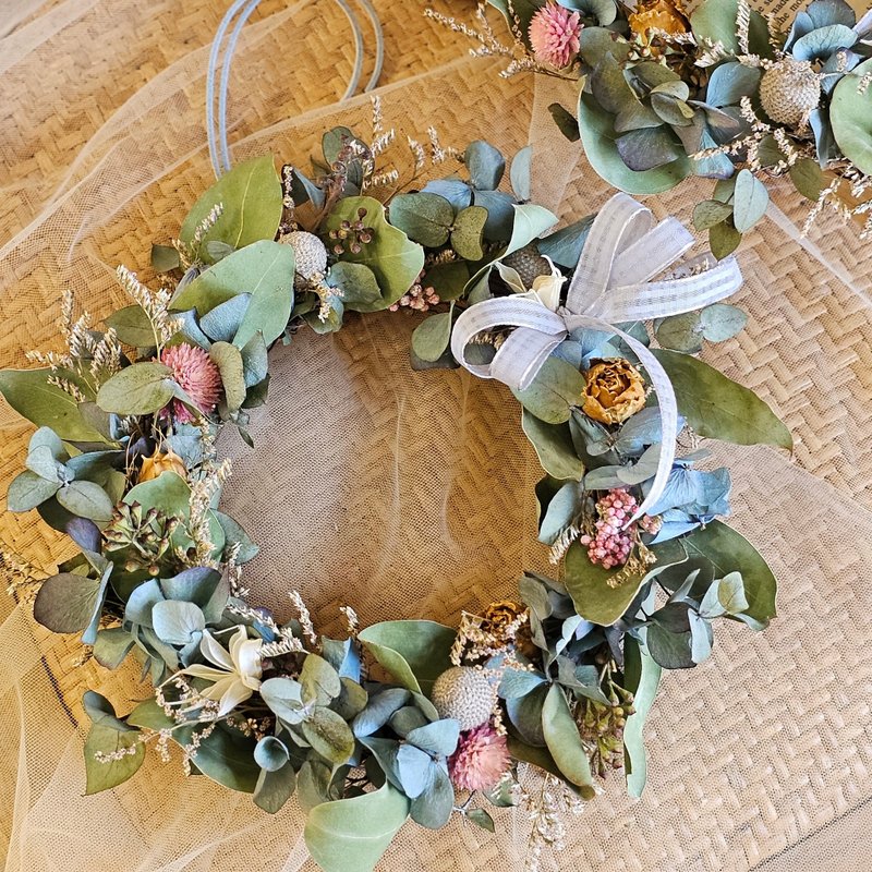 自然風乾燥花花圈 古典藍 18公分 現貨 乾燥花  快速出貨 - 擺飾/家飾品 - 植物．花 藍色