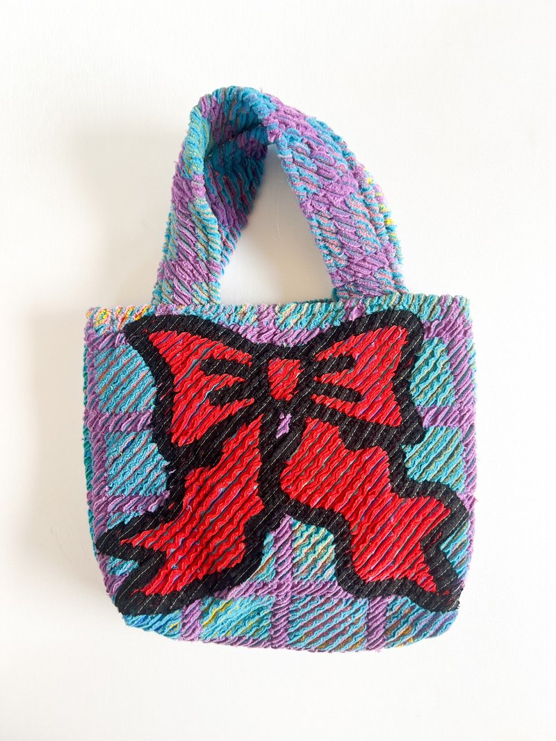 December 24th, 1:00 PM (HKT) Release starts/ ribbon tote bag - Handbags & Totes - Cotton & Hemp Blue