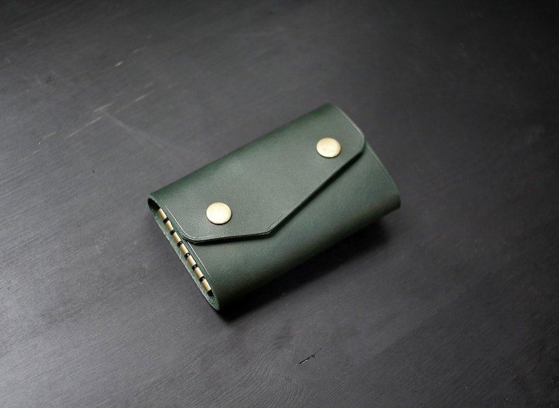[Promotion] Genuine leather six-hole key case-dark green [Engraved leather in Frederick area] - ที่ห้อยกุญแจ - หนังแท้ สีเขียว