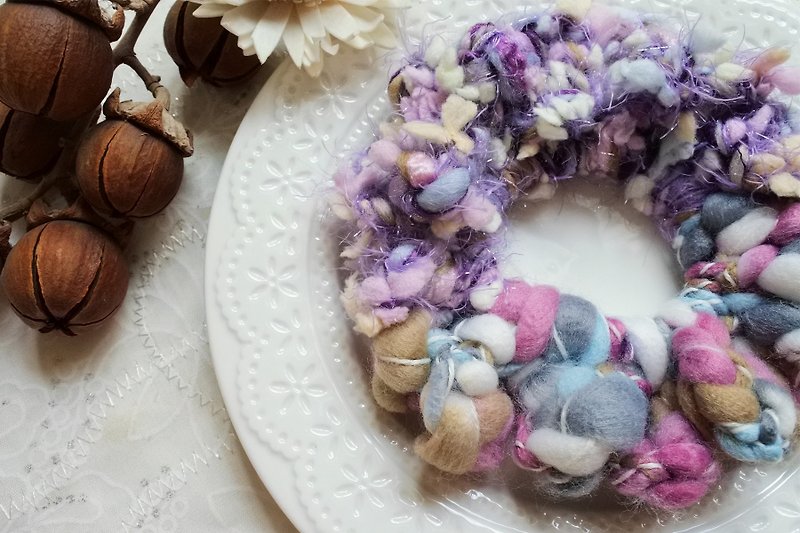 Weave small wreaths. Angel flower. Hair Tie/Tress - Hair Accessories - Wool Purple