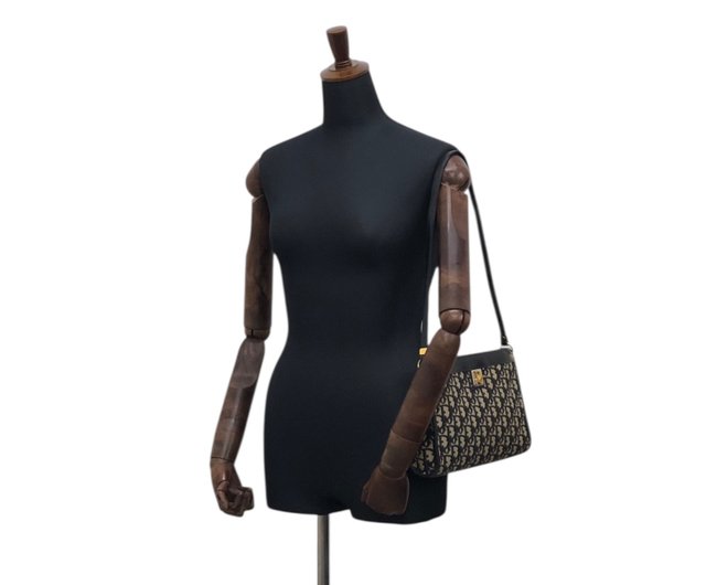 美品☆　ディオール　トロッター　ロゴプレート　ショルダーバッグ　ジャガード 日本直送 名牌中古包 】Christian Dior トロッター Diorモチーフ
