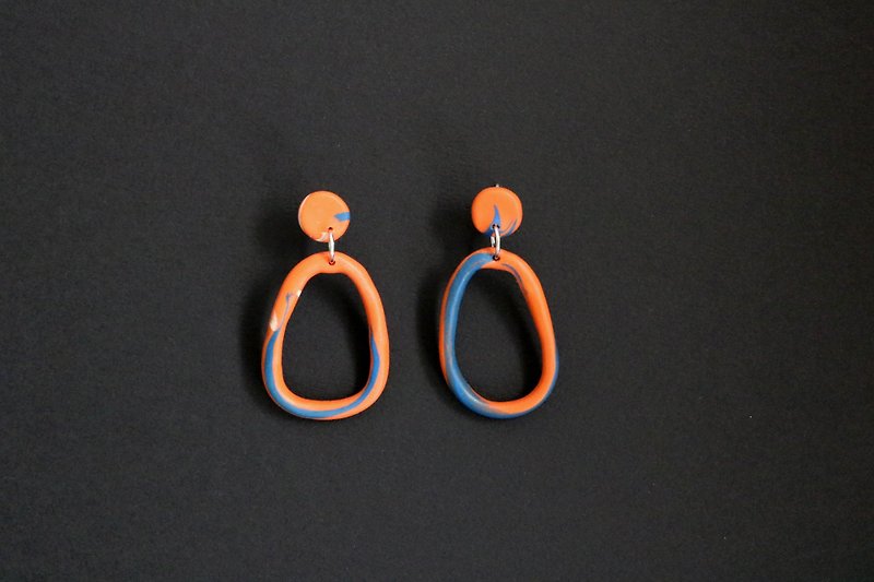 Hsin Hsiu Yao Geometric Earrings - Orange Geometric Circle - Earrings & Clip-ons - Sterling Silver Orange
