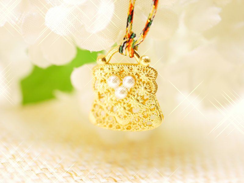 Gold pendant - bag shape pendant - ancient gold craft pure gold pendant - Necklaces - 24K Gold Gold