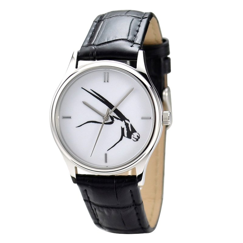大羚羊圖案手錶 中性設計 全球免運費 - 男錶/中性錶 - 不鏽鋼 灰色