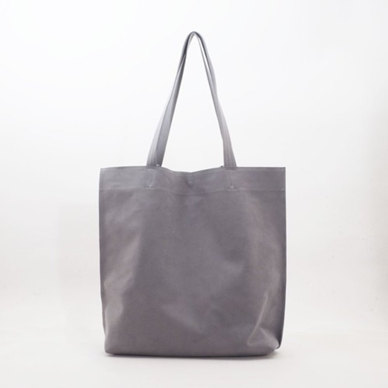 double handle tote (gray)/artificial leather/unisex/T074 - กระเป๋าถือ - หนังแท้ 