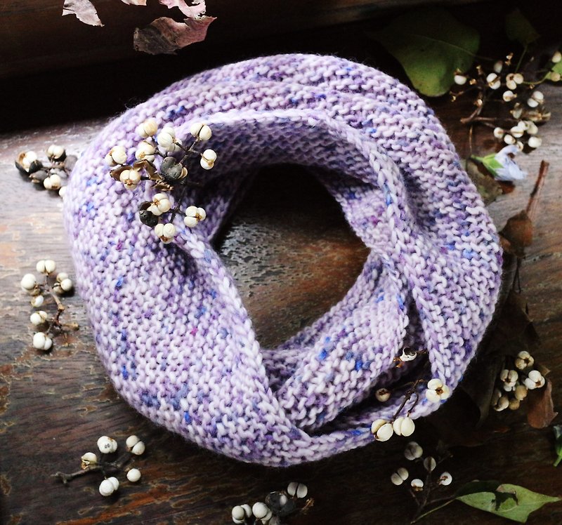 Handmade手作-藍莓優格-毛線脖圍【現貨】 - 圍巾/披肩 - 羊毛 紫色