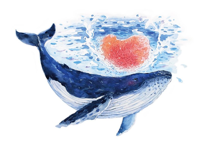 動物とその起源ビッグウィングドクジラザトウクジラパンチカードイラストポストカード - カード・はがき - 紙 ブルー