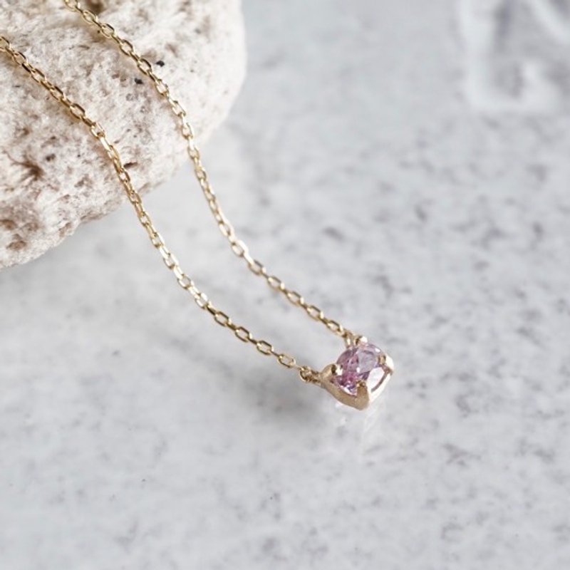 Pink tourmaline oval necklace P109K10(PT) - 項鍊 - 寶石 