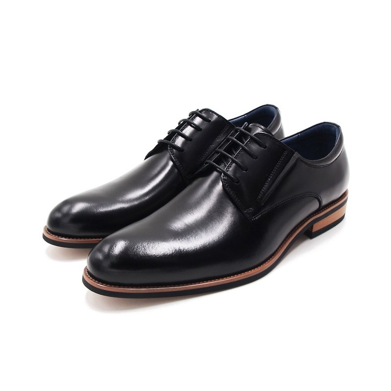 WALKING ZONE (Men) Leather Streamlined Simple Lace-up Derby Shoes Men&#39;s Shoes-Black (Other Coffee)