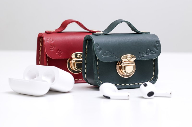 [95% off for two people] AirPods/Pro headphone bag DIY (free engraving)_Cultural Coin - เครื่องหนัง - หนังแท้ 