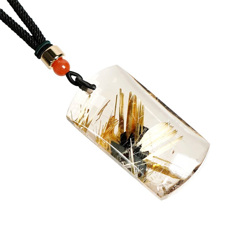 【正佳珠寶】金鈦晶 超頂級母礦金花 28.4g 鈦晶無事牌 金鈦晶 - 項鍊 - 半寶石 多色