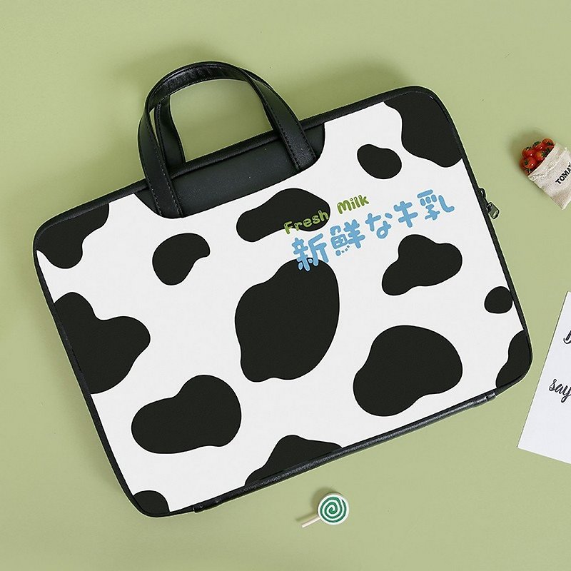 Cow pattern illustration fresh milk pen electric bag computer bag handbag computer protection