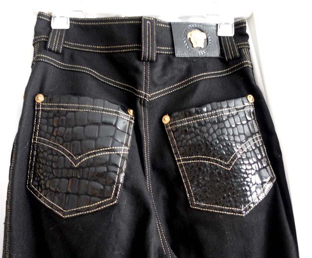 Versace ヴェルサーチ ブラックデニム イタリア製 VERSACE/ヴェルサーチ ブラックジーンズ 90年代 Made in ITALY