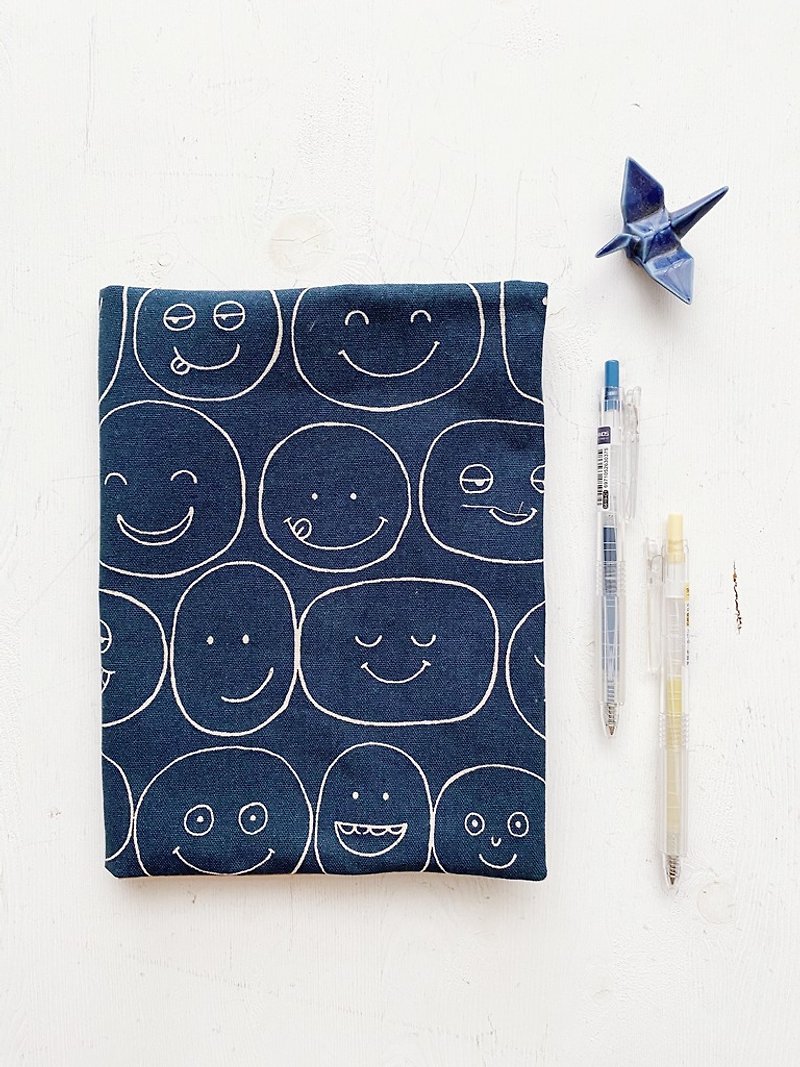 Hairmo knowing smile handmade book jacket/book cover-dark blue (notebook/diary/handbook)